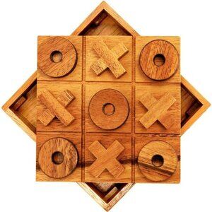 Wooden Tic Tac Toe Game Coffee Table Decor Classic Board Game for Adults Kids